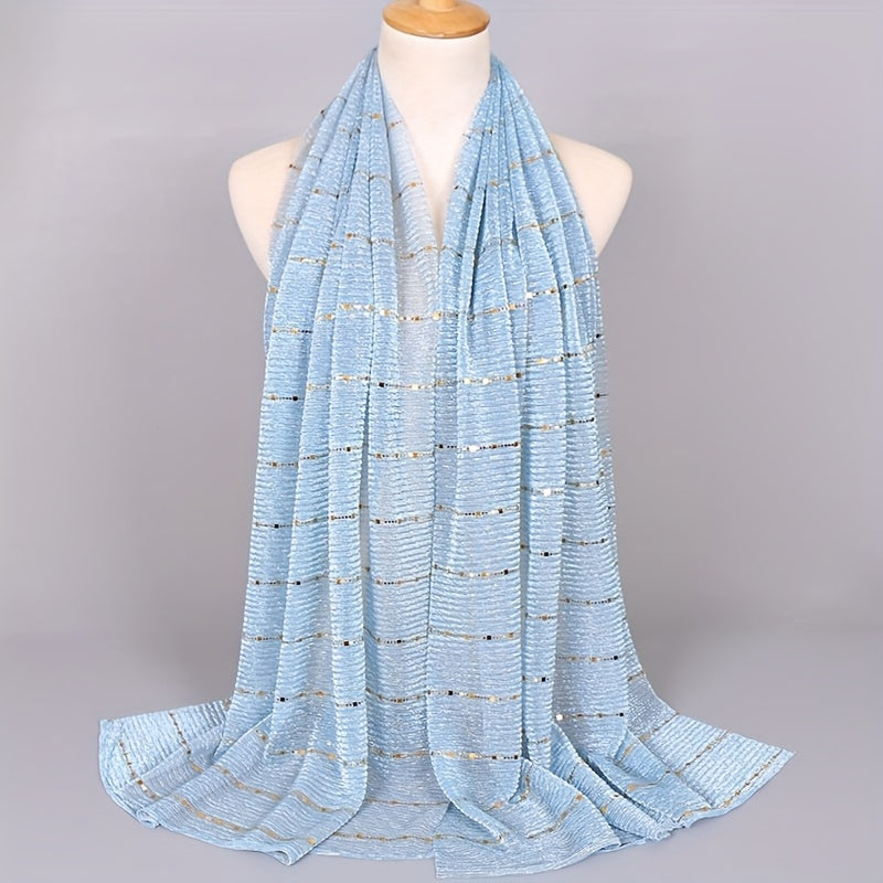 Women's Solid Color Metallic Scarf - Lightweight Breathable Shawl Wrap