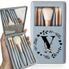 Portable Professional Makeup Brush Set with Mirror, Soft Fluffy Travel Brushes and 26-Letter Initial Garland Gift