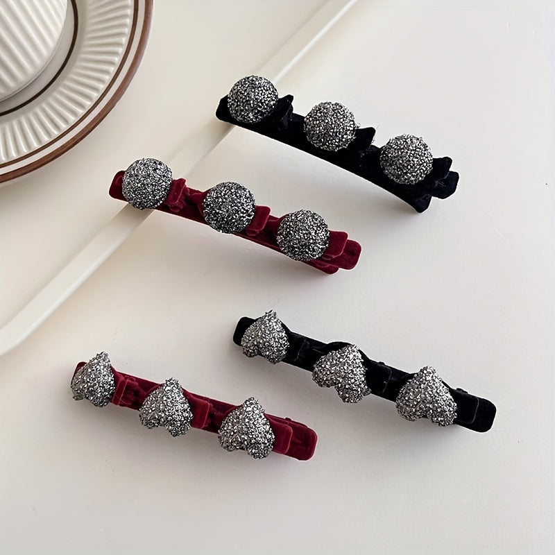 Sparkling Braided Rhinestone Hair Clips for Women Duckbill Barrettes Hairpins