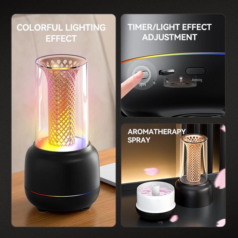 USB Desktop Humidifier & Aromatherapy Diffuser with Timer and Colorful Ambient LED Light for Home & Office