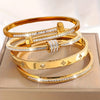 4-Piece Stainless Steel Bracelet Set with Cubic Zirconia – Elegant Stackable Classic Bracelets