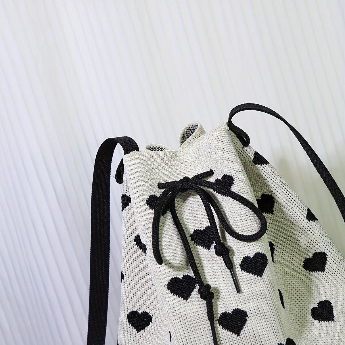 Heart Pattern Drawstring Bucket Bag for Women - Classic All-Match Handbag