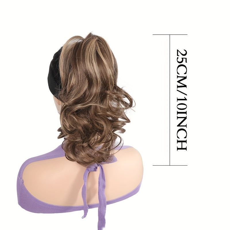Curly Wave Clip-In Ponytail Hair Extension for Women - Synthetic High-Temperature Fiber Clip-On Hairpiece