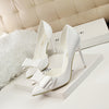 Women's Korean Pointed-Toe Stiletto Heels with Bow | Ultra-High 3–4 in (7.6–10.2 cm) PU Upper - All-Season
