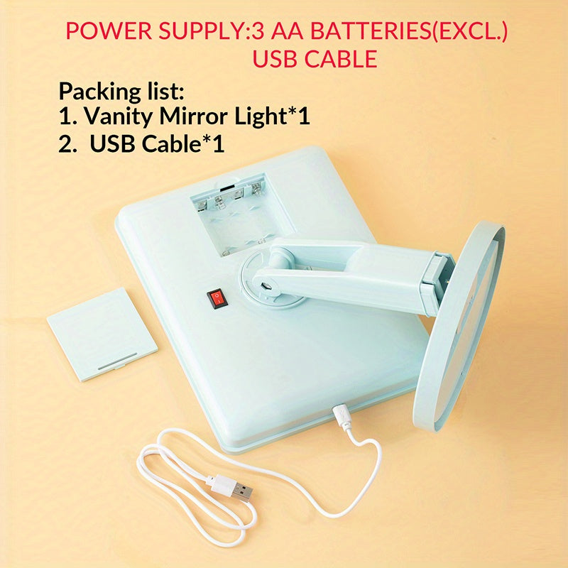 Portable Touchscreen LED Makeup Mirror — USB Powered, 3 Brightness Levels, Adjustable Desktop Vanity — Perfect Mother's Day Gift