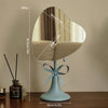 Adjustable Heart Base Makeup Mirror — Tabletop & Hanging Vanity Mirror, Portable No-Power Metal Mirror (Gold/Black)