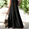 Women's V-Neck Sleeveless Maxi Dress – Elegant Loose Flowy Long Dress in Burgundy | All-Season, Machine Washable