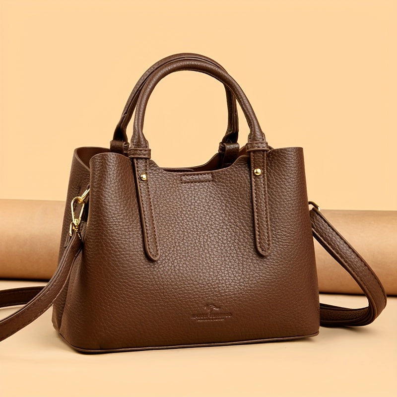 Elegant Women's PU Leather Handbag with Detachable Strap – Messenger Bag for Everyday Travel & Gifts