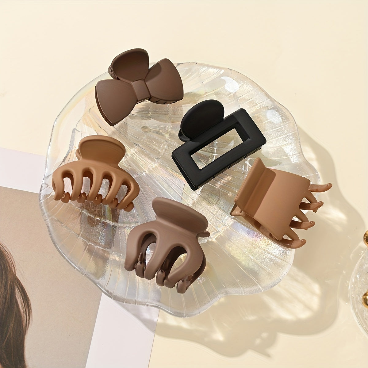 3-Pack Matte Shark Hair Claw Clips Solid Color Elegant Hair Clips for Women