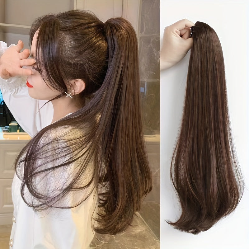20-Inch (50 cm) Synthetic Straight Clip-In Ponytail Hair Extension - Long Claw Clip Hair Piece for Women