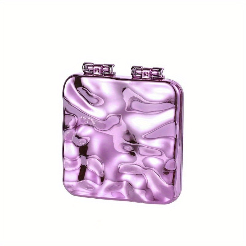 Wavy Silver Handheld Makeup Mirror - Compact Nautical Vanity Mirror for Travel & Gift