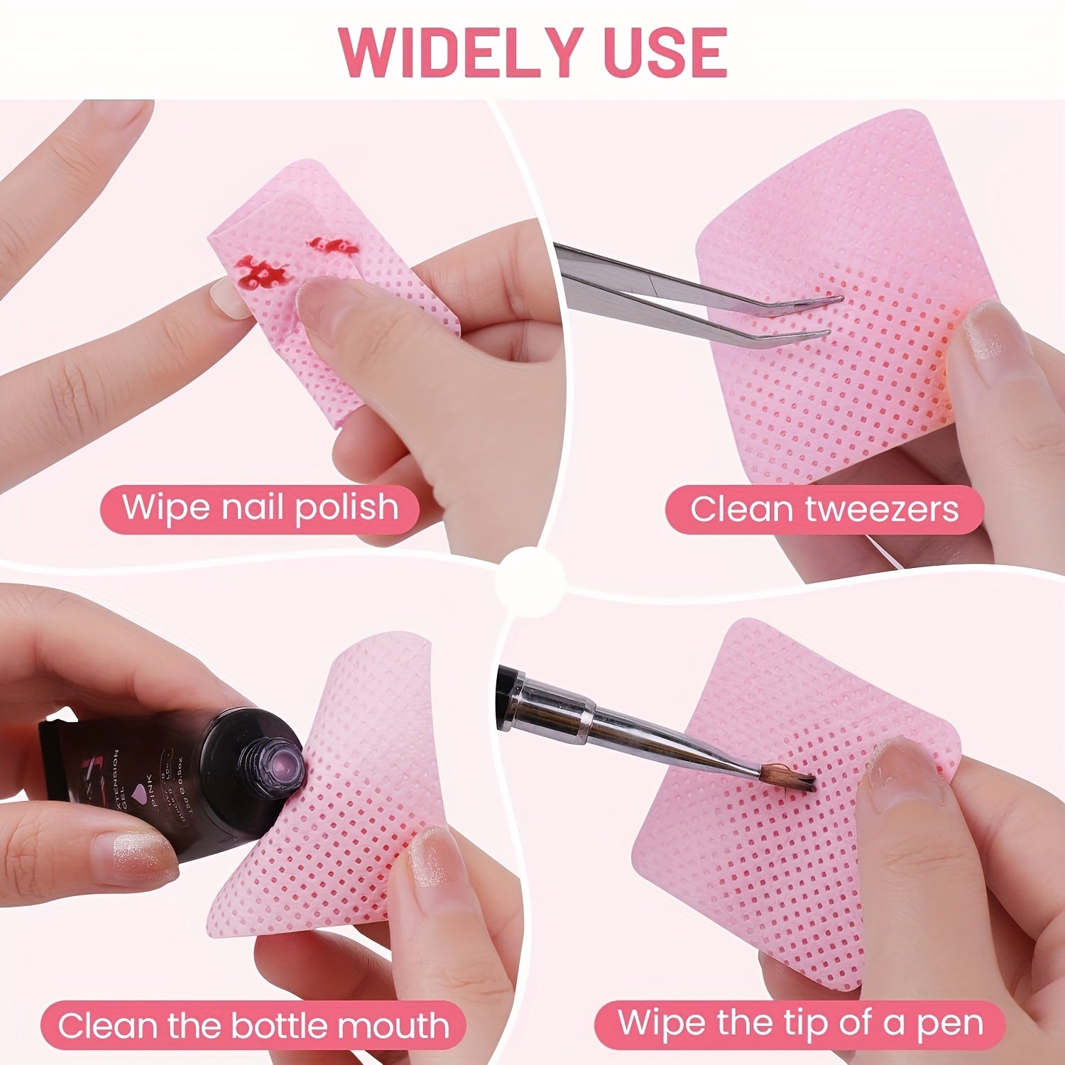 300/600pc Lint-Free Nail Wipes Pads – Absorbent Nail Polish Remover Sheets for Manicure