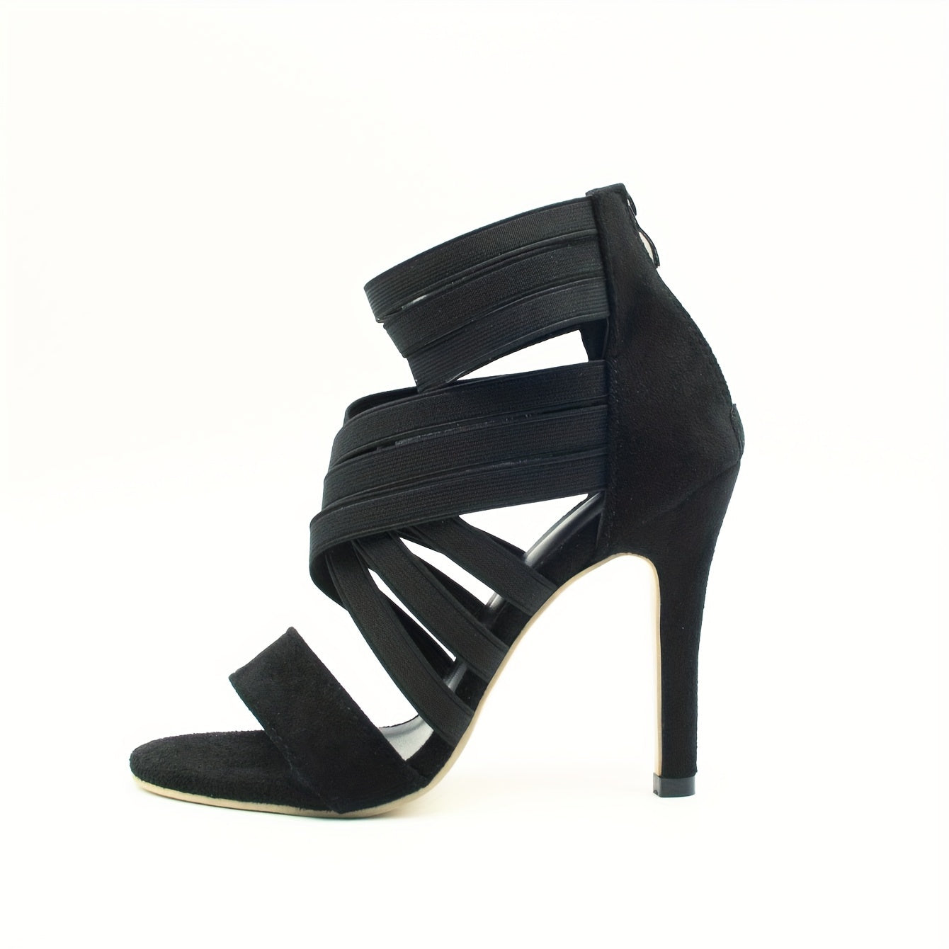 Women's Stiletto Heeled Sandals - Peep Toe Dress Pumps with Back Zipper