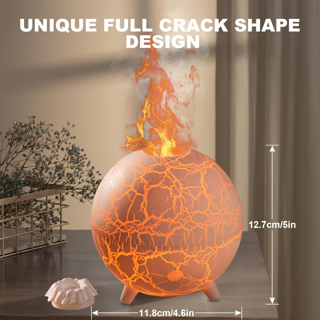 Crackled-Globe Ultrasonic Humidifier & Essential Oil Diffuser – Compact Desktop Mist Maker for Office & Bedroom