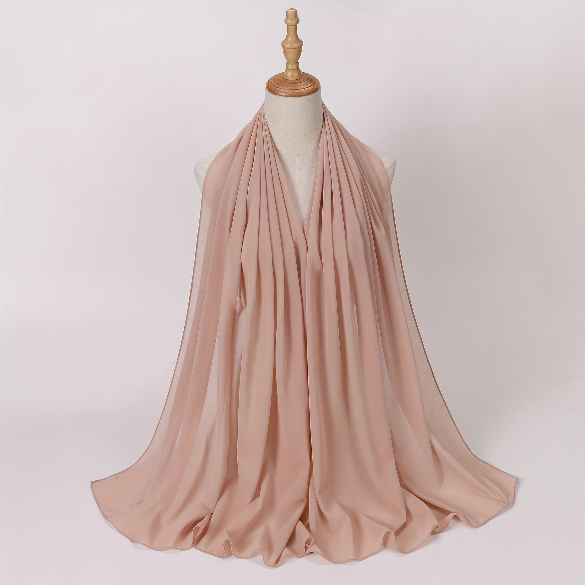 Windproof Chiffon Hijab Scarf - Lightweight Solid Color Shawl & Head Wrap for Women, Travel & Beach