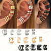 15-Piece Layered Leaf Clip-On Earrings Set – Metal Ear Cuffs with Vegetation Accents for Daily Wear, Parties & Ramadan Gifts