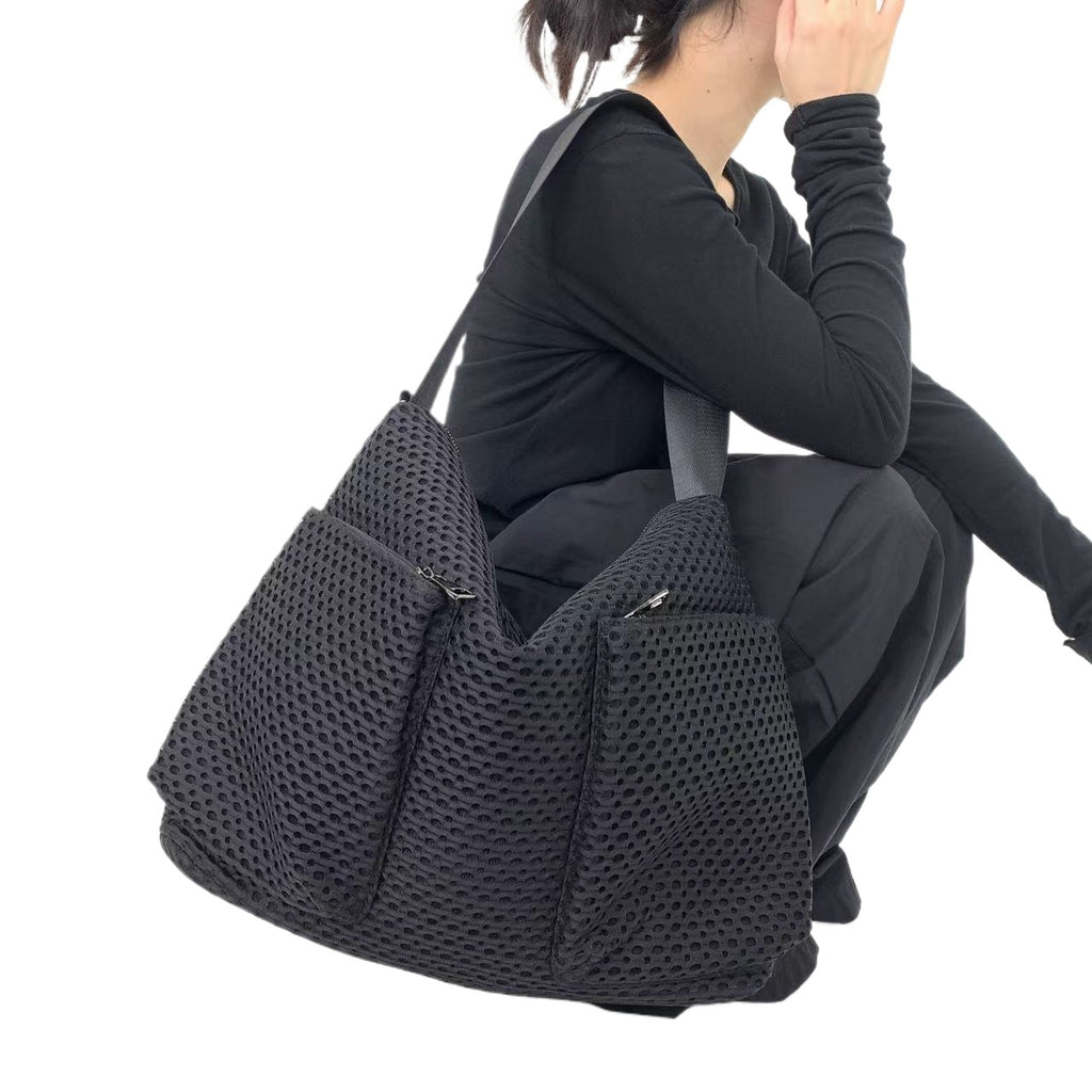 Y2K Retro Bucket Handbag for Women, Patchwork Street Fashion Front-Pocket Shoulder Bag, Large Capacity, Removable Strap