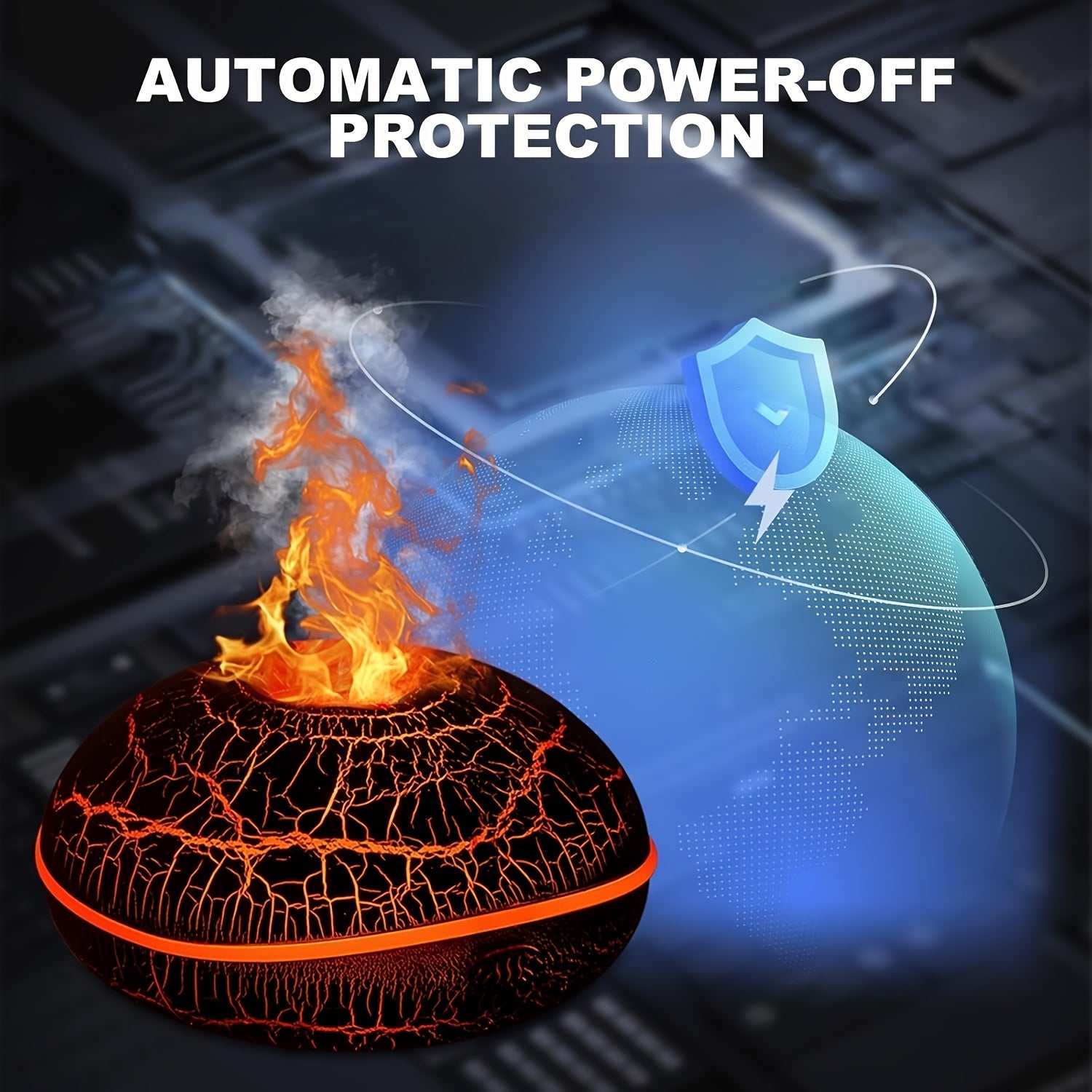 BABIQT USB Soundwave Humidifier & Aromatherapy Diffuser with Volcano Flame Effect and 7-Color Night Light — Quiet Auto Shut-Off Portable Humidifier for Bedroom & Office