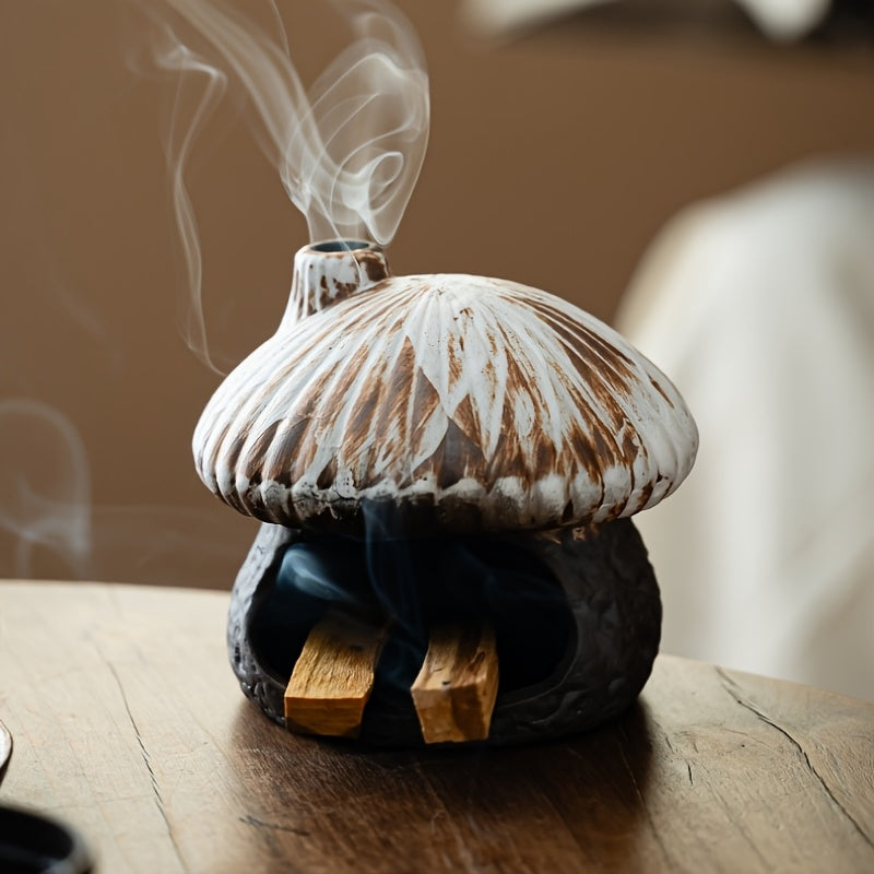 Mushroom Ceramic Essential Oil Burner - Mushroom House Aroma Diffuser & Fireproof Candle Holder