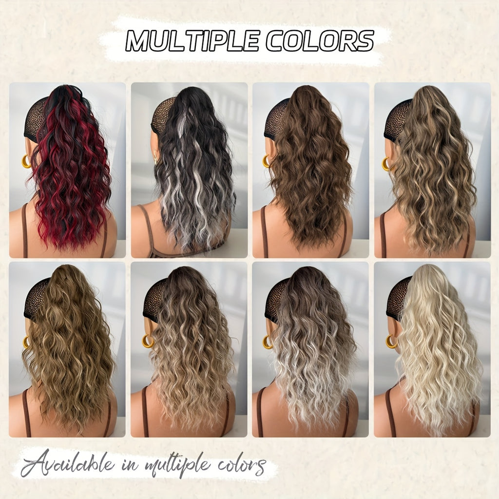 16-Inch (40 cm) Water Wave Claw Ponytail Extension – Heat Resistant Ombre Synthetic Hairpiece for Women