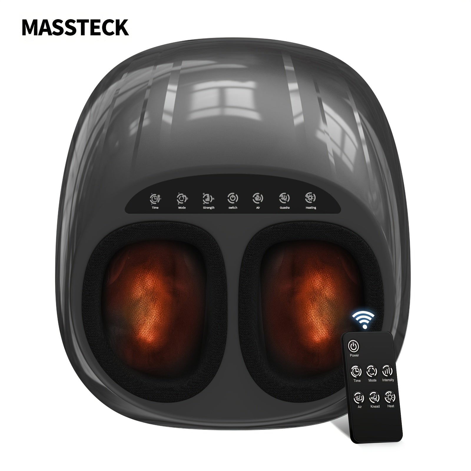 MASSTECK Shiatsu Foot Massager with Soothing Heat & Deep Kneading — Fits Up to US Men’s Size 12 | Home & Office Foot Massager for Pain Relief & Relaxation