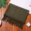 Elegant Tassel Scarf Shawl Wrap – Soft Faux Cashmere Feel, Solid Colors (White/Black/Red/Multi), 200 cm (79 in)