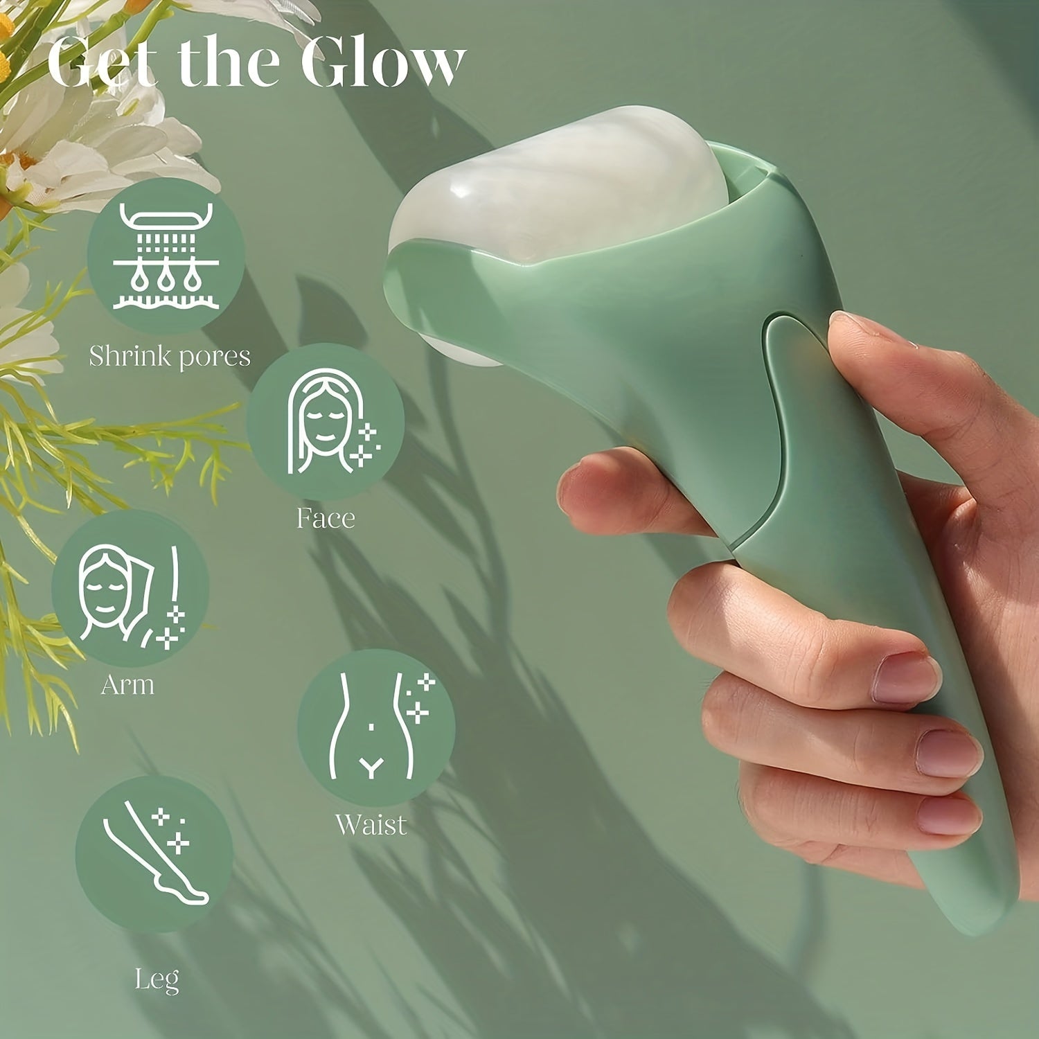 Large Face & Eye Ice Roller - Handheld Facial Cooling Massager for At-Home Spa