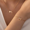 Minimalist Heart & Letter Necklace and Bracelet Set - Two-Piece Women's Everyday Jewelry
