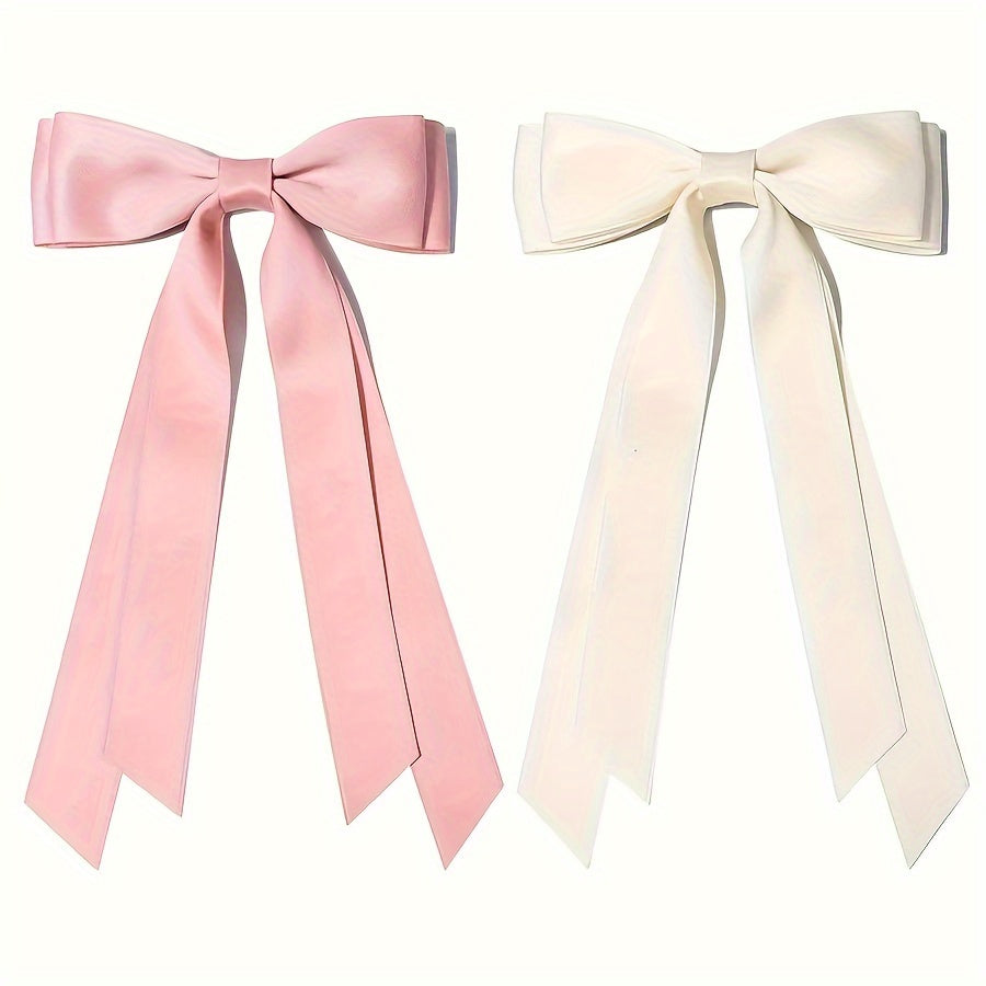 4-Pack Double-Layer Ribbon Bow Hair Clips for Women - Elegant Ballet-Inspired Hair Accessories
