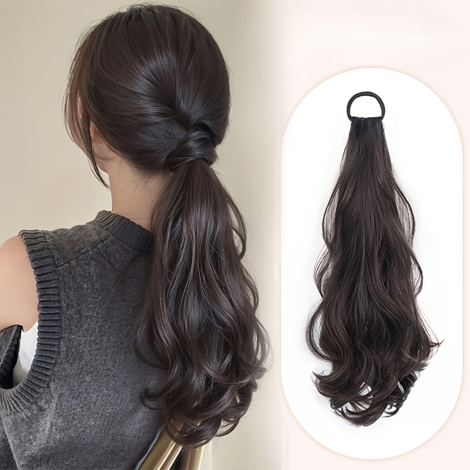 20-Inch (50 cm) Loose Wave Synthetic Ponytail Extension — Heat-Resistant Fiber with Non-Slip Rubber Band Low-Tie, Natural Layered Look for Women