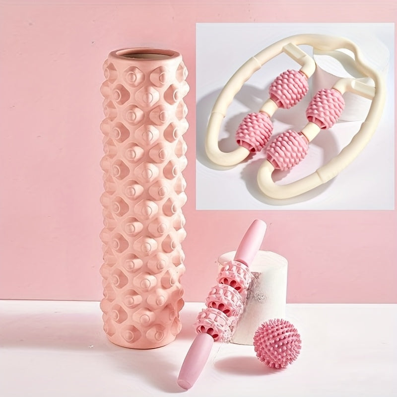 4-Piece EVA Foam Muscle Roller Set - Fascia Release & Body Shaping Massage Tool for Yoga & Recovery | Gift for Women