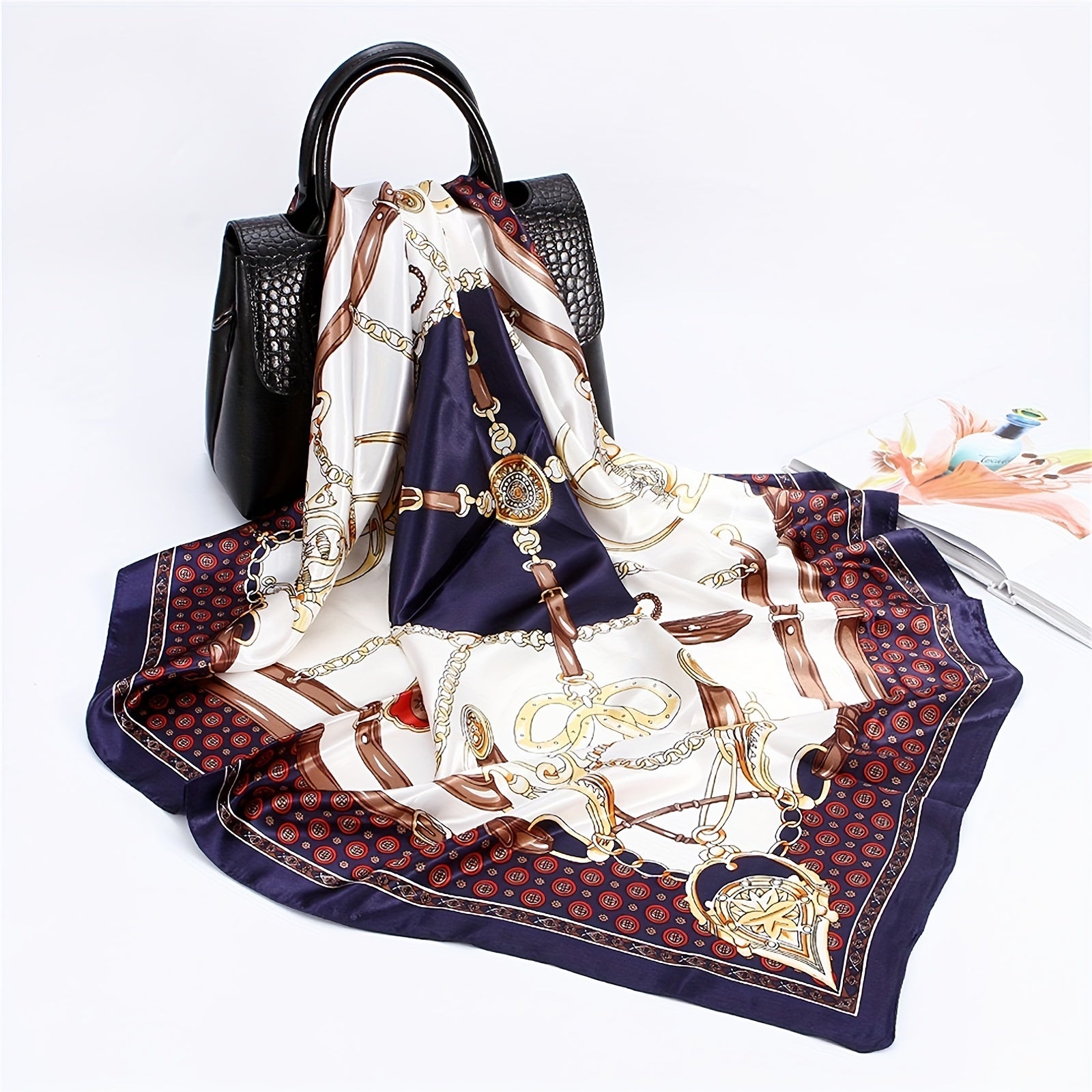 Women's Large Square Scarf 35.4 x 35.4 in (90 x 90 cm) – Printed Shawl, Headscarf & Neck Wrap – Lightweight All-Season Breathable Wrap in Multiple Colors