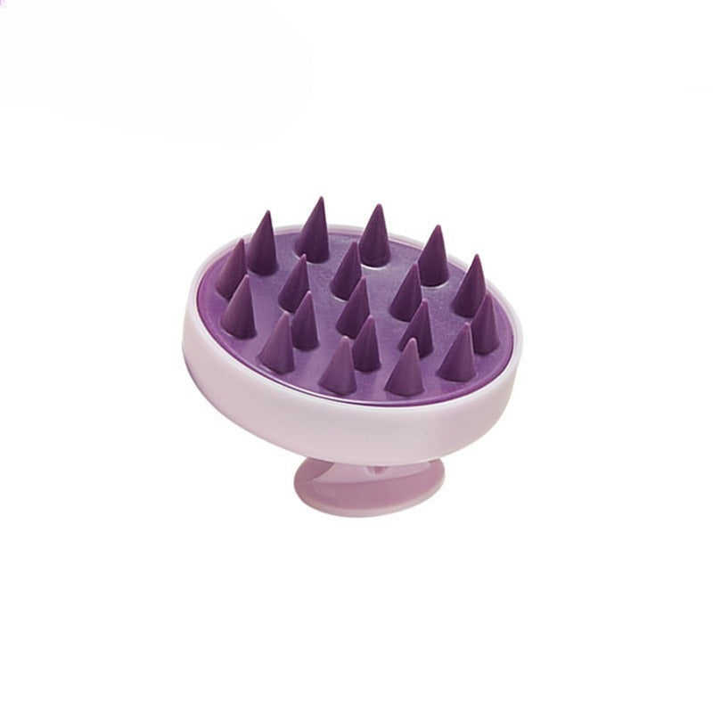 Dual-Head Shampoo Brush & Scalp Massager - Soft Rubber Bristles, ABS Handle - Gentle Detangling & Deep Cleansing for Dandruff and Split Ends - Pastel Pink Teal Purple