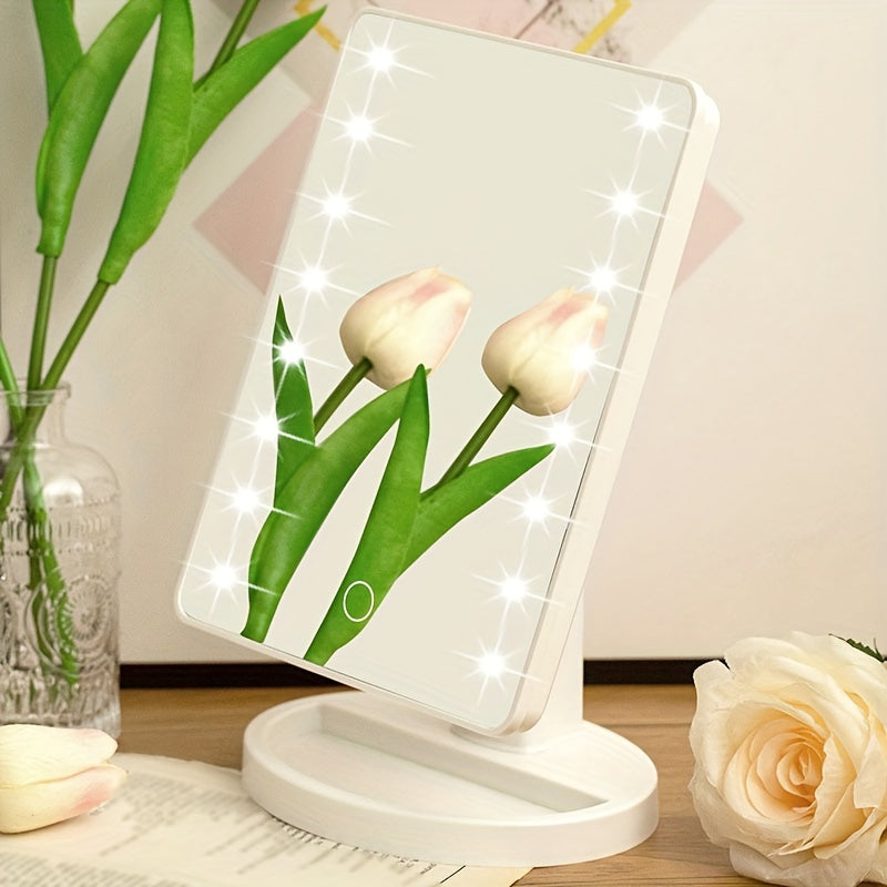 Portable Touchscreen LED Makeup Mirror — USB Powered, 3 Brightness Levels, Adjustable Desktop Vanity — Perfect Mother's Day Gift