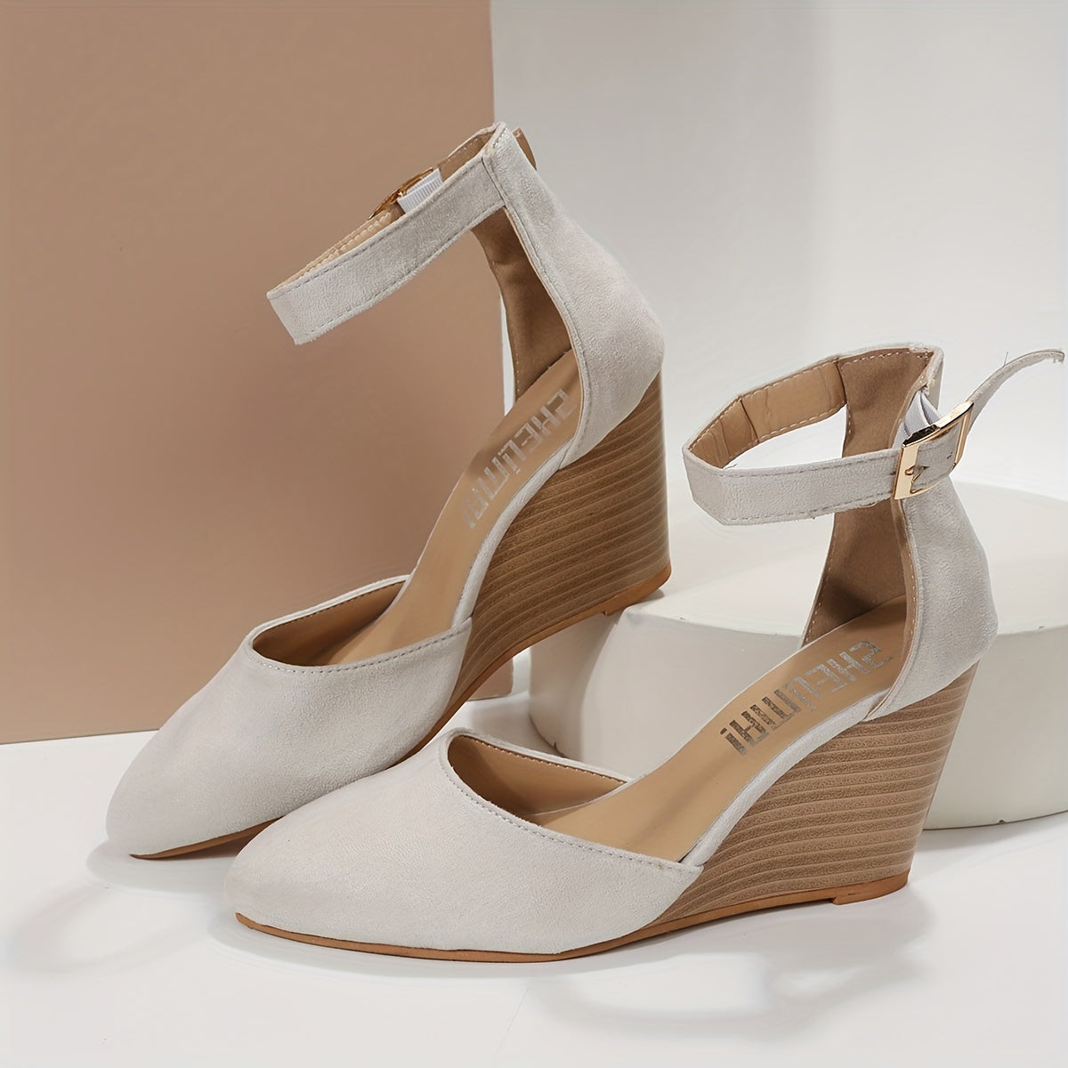 Women's D'Orsay Wedge Pointed Toe Ankle Strap Platform Heels, Versatile Evening Pumps