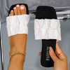 Women's Pleated Slide Sandals, Square Open Toe Flat Summer Slip-On