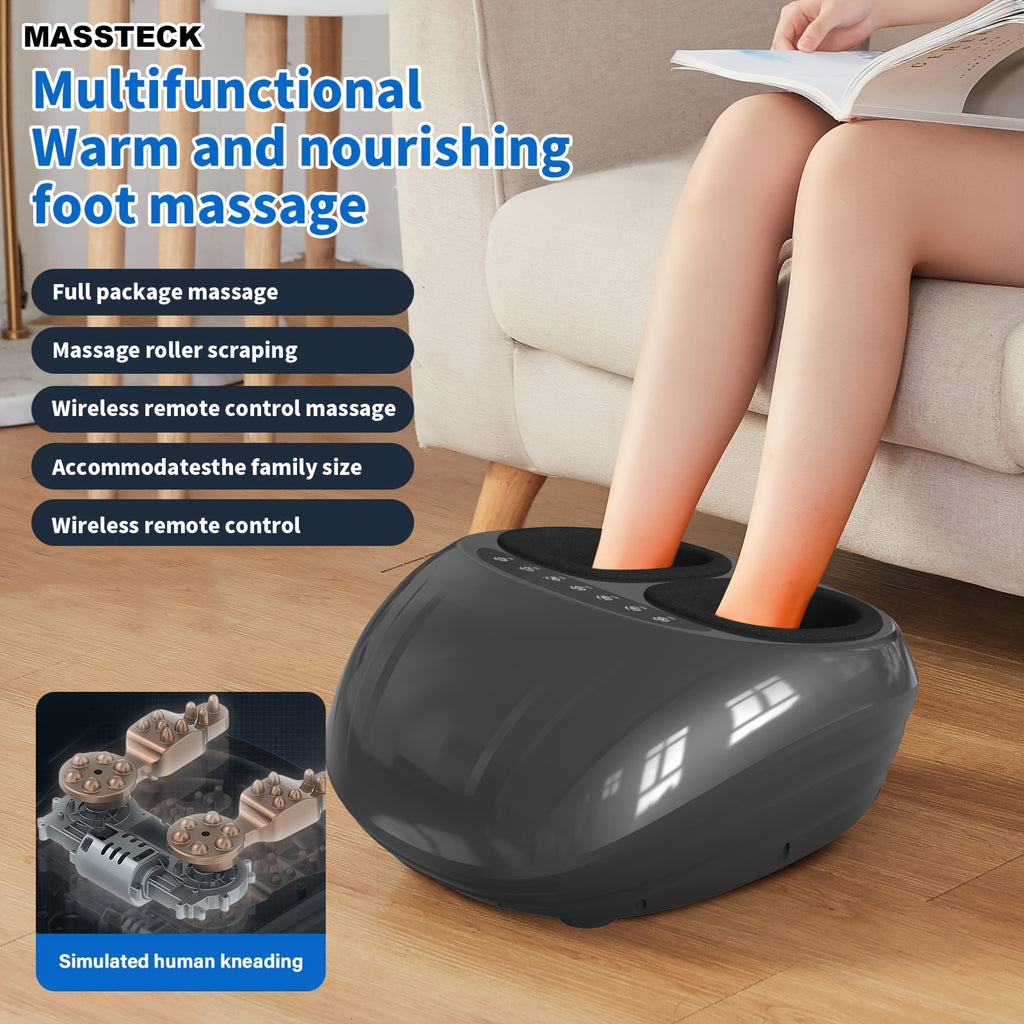 MASSTECK Shiatsu Foot Massager with Soothing Heat & Deep Kneading — Fits Up to US Men’s Size 12 | Home & Office Foot Massager for Pain Relief & Relaxation