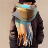 Women's Bohemian Plaid Tassel Scarf — Thick Faux Mohair Rainbow Shawl 240 cm (94.5 in)