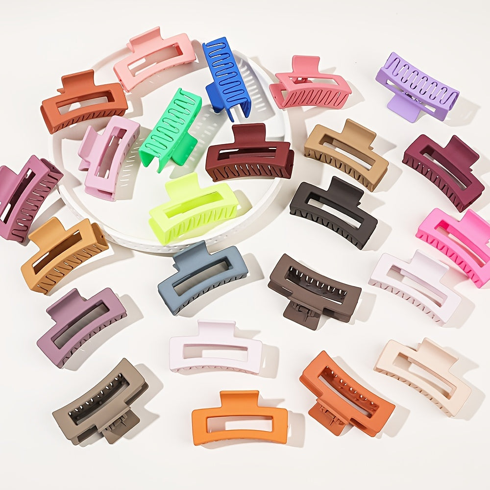 4-Pack Medium Matte Hair Claw Clips for Women - Strong Hold Non-Slip Rectangle Jaw Clips for Thick and Thin Hair