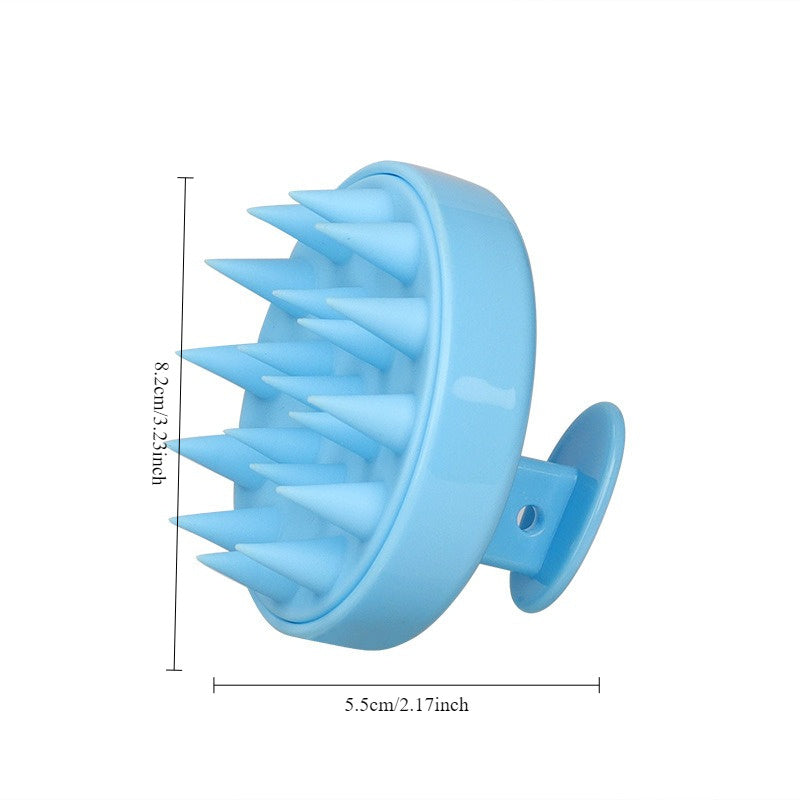 Dual-Head Shampoo Brush & Scalp Massager - Soft Rubber Bristles, ABS Handle - Gentle Detangling & Deep Cleansing for Dandruff and Split Ends - Pastel Pink Teal Purple