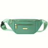 Women's Gray Nylon Fanny Pack - Adjustable Waist Bag with Multiple Zippered Compartments for Running, Travel & Daily Use