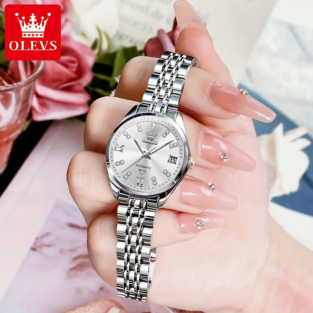 OLEVS Stainless Steel Automatic Mechanical Women's Watch Luminous Classic Luxury Wristwatch