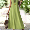 Women's V-Neck Sleeveless Maxi Dress – Elegant Loose Flowy Long Dress in Burgundy | All-Season, Machine Washable