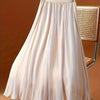 Elegant Black Pleated Maxi Skirt - Woven 100% Polyester, Straight Silhouette, Loose Fit, All-Season