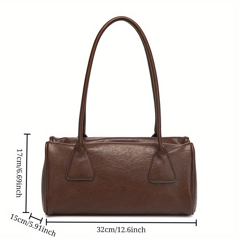 Luxury Retro Baguette Hobo Bag for Women – Vintage Split Leather Shoulder & Handbag with Adjustable Strap