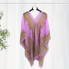 Women's Turquoise Jacquard Scarf Shawl – Large Square Lightweight Breathable Beach Cover-Up & Multiway Long Wrap Poncho