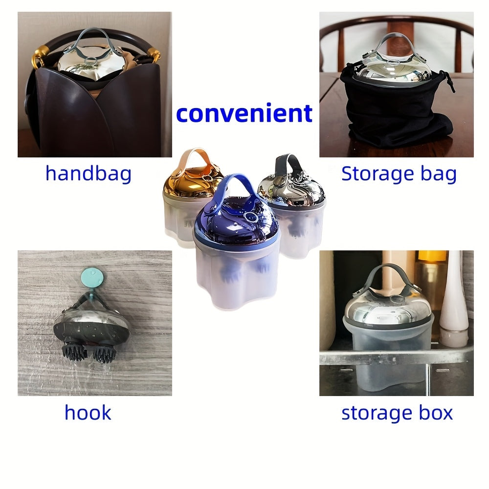 USB Rechargeable Hanging Rope Scalp Massager – 5-in-1 Kneading, 96 Massage Nodes, Handheld Portable Head Scratcher & Deep Hair Cleaner, Silvery