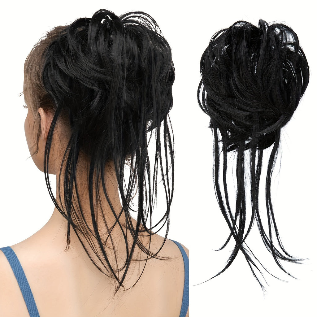Curly Ponytail Hair Extension with Straight Tail - Messy Bun Hairpiece, Heat-Resistant High-Temperature Fiber Updo for Women