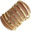 Minimalist Boho Stainless Steel Bracelet Set for Women – Multi-Layer Stackable Cuff Bracelets with Textured Intricate Patterns
