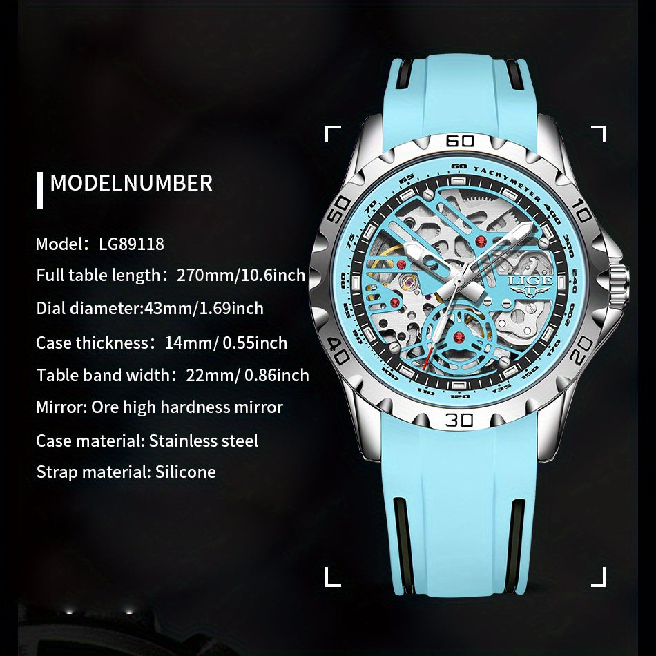 Luxury Automatic Women's Hollow Dial Mechanical Watch - Silicone Strap Elegant Valentine's Gift